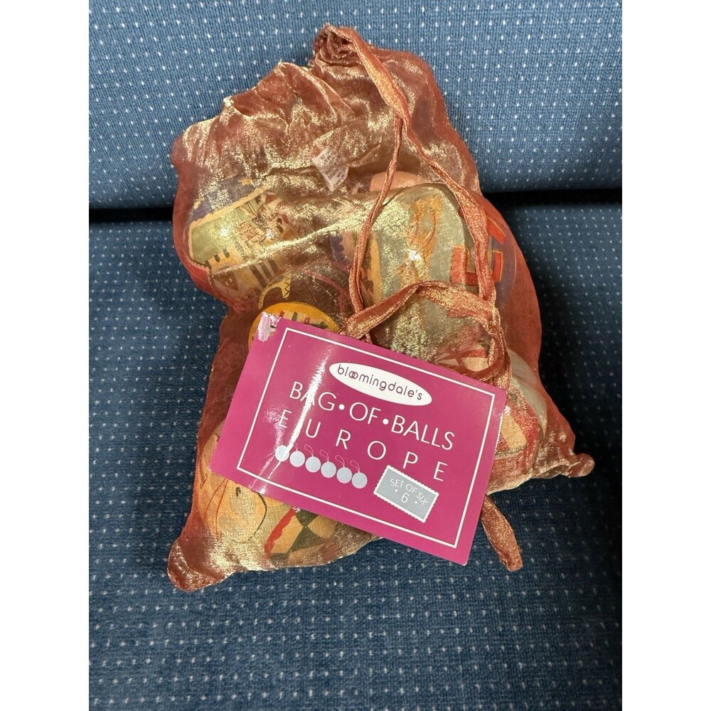 Vintage Bloomingdales Paper Mache Christmas Ornaments Europe Set Of 6